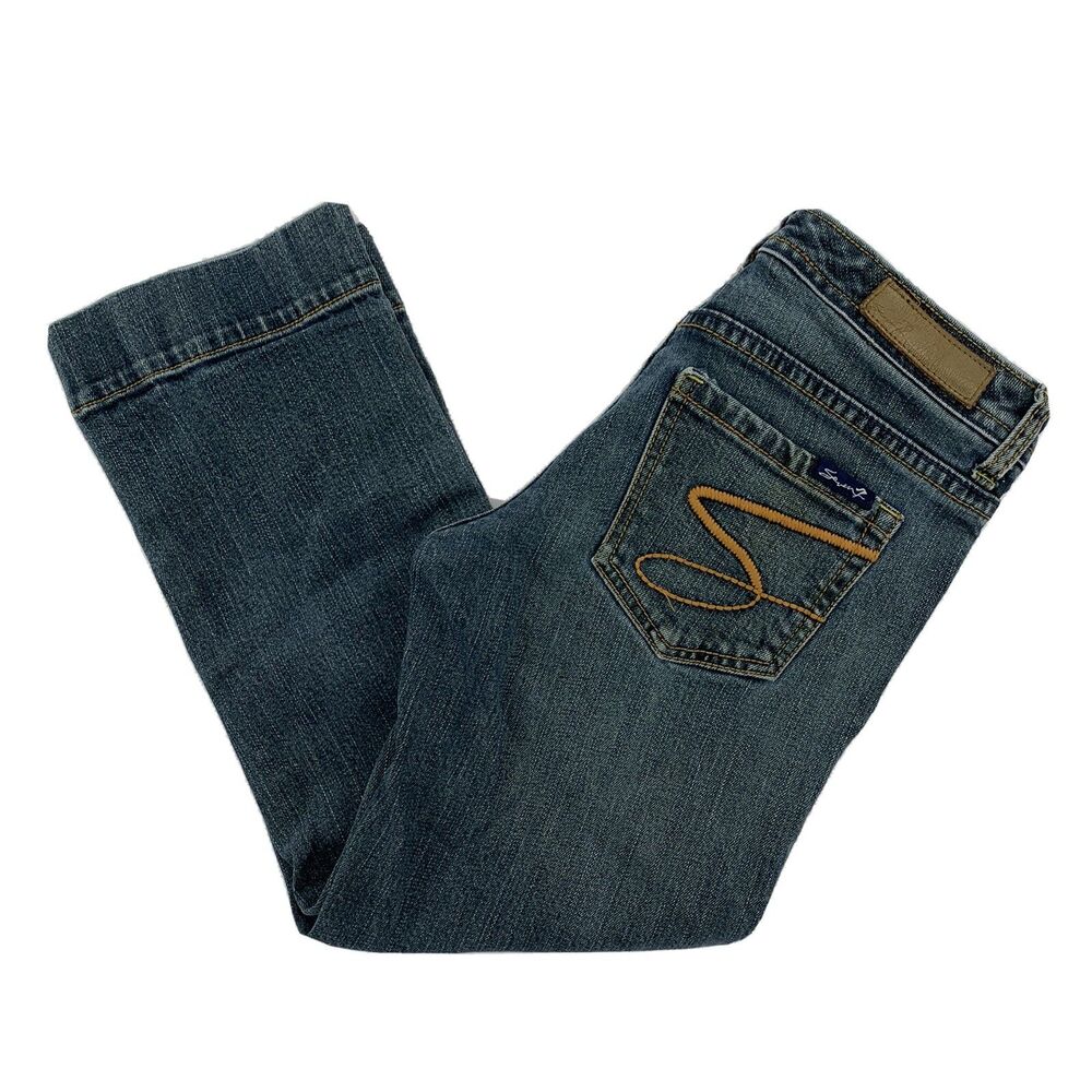 Seven 7 Premium Womens Size 25 Dark Washed 5 Pocket Denim Capri Jeans